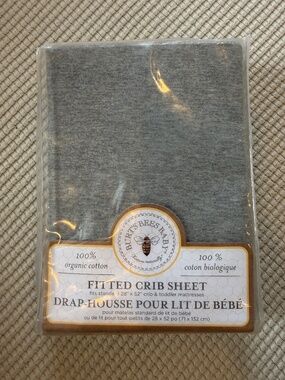 Fitted Crib Sheet - Gray - Burts Bees Baby brand - 100% Organic Cotton